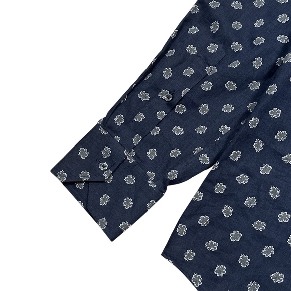 Maurizio Baldassari Soft Cotton Herringbone Floral Leaf Button Shirt Mens XL - Picture 5 of 9